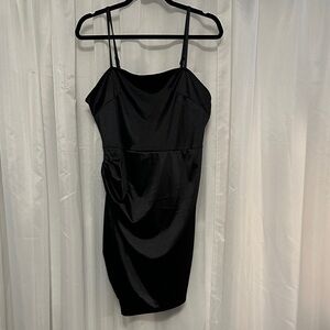 Rue21 Black Satin Mini Dress with Spaghetti Straps